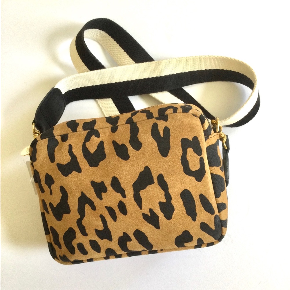 CLARE V. CROSSBODY BAG WITH LEOPARD PRINT